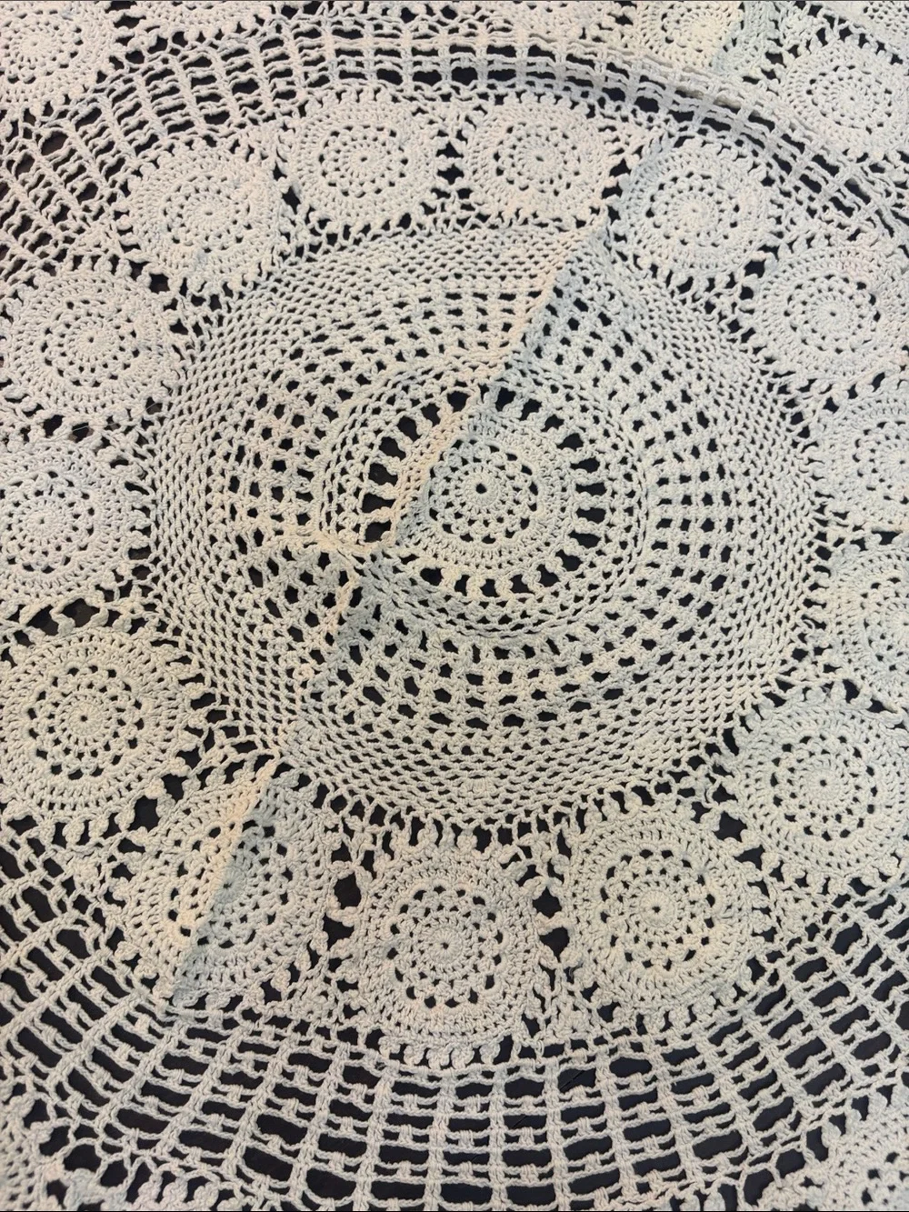 Handmade Crochet Round Tablecloth in Off white